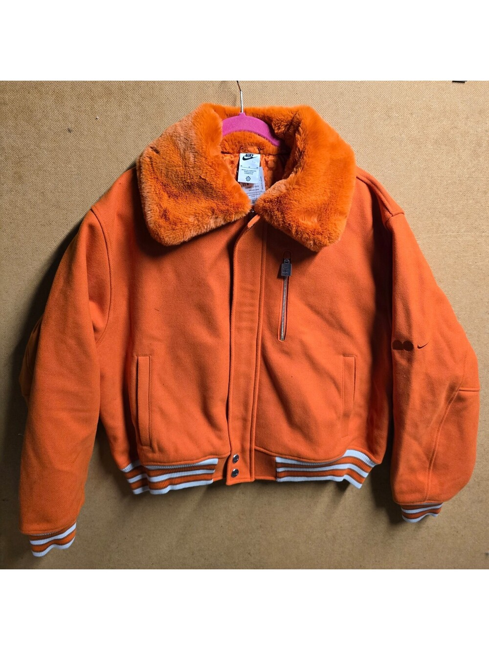 Nwt Nike Tennis Naomi Osaka Full Zip Varsity Wool Jacket Orange Sz M HV2058